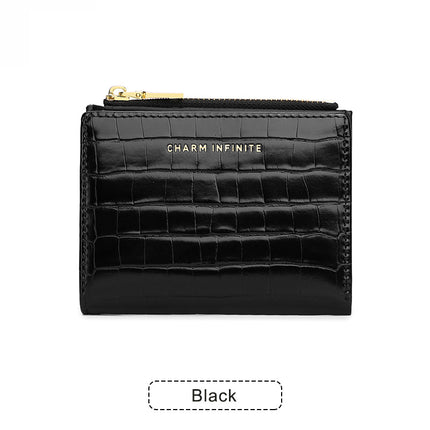 Women's Short Wallet 2024 New Fresh Crocodile Pattern Two-fold Coin Purse Simple Fashion Card Storage Bag