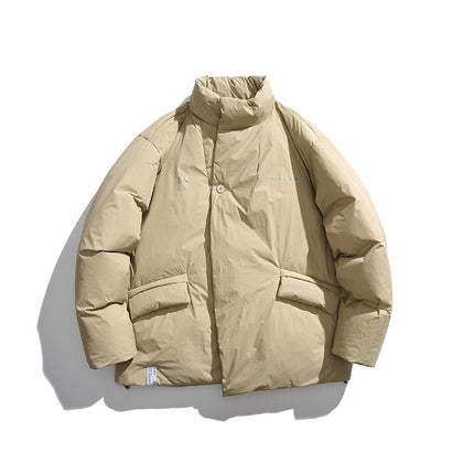 Winter new Japanese family couple neutral crumpled letters loose windproof cold-resistant trendy down jacket
