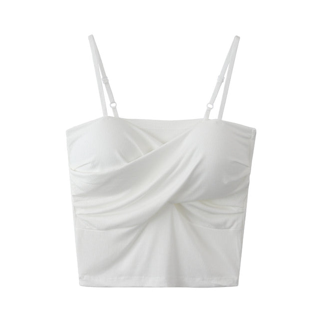 White summer small camisole women's outer wear design sense niche inner wear with chest pad tube top underwear bottoming top