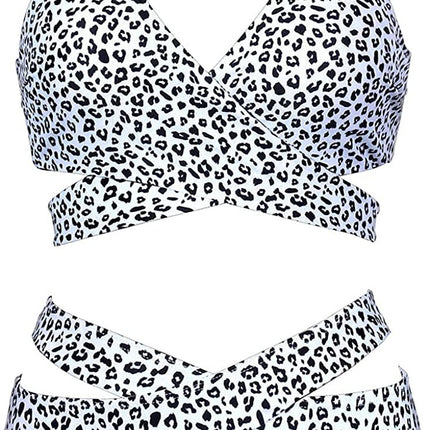 Cross-border New European and American Women's Split Swimsuit Floral Color-matching High Waist Cross-AliExpress Bikini Bikini