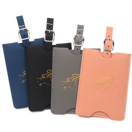 Rfid Anti-Magnetic Airplane Passport Holder Leather Luggage Tag Set Hidden Luggage Identification Card Holder Cross-Border In-Stock
