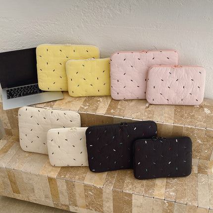 K-Style of Rainbow Strip Embroider Soft Girl Candy Color Liner Bag 11inch iPad Tablet Bag 14inch Laptop Bag