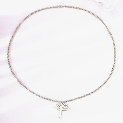 Personalized Versatile Hollow Tree of Life Stainless Steel Pendant Necklace for Women, Simple Non-Fading Chain for Men and Women, Stackable