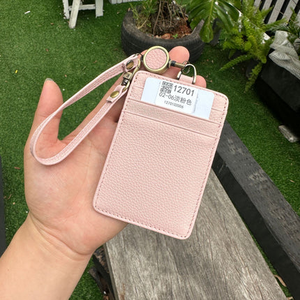 Fashion Genuine Leather Hangtag One-sided ID badge Wrist Wear Drawable Waist Card Bag Japanese and Korean Work Card Set