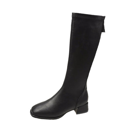 New Slim-Fit Long Boots for Petite Women, Versatile Flat-Top Knee-High Riding Boots