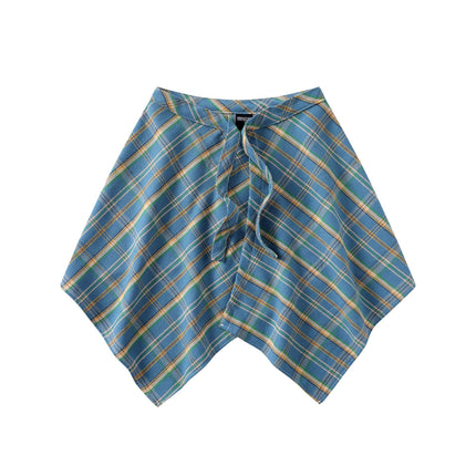 A generation of hair folding artifact color plaid fart curtain one-piece lace-up high street irregular hem Joker skirt