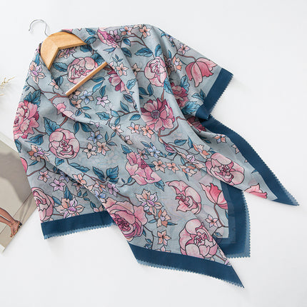 Cross-Border New Product Voile Print 110 Square Scarf Classic Lace Scarf Turban Malaysian Shawl