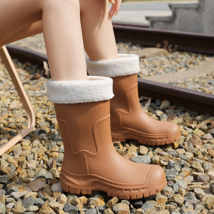 New Style Women's Rain Boots, Mid-Calf, Thickened, Wear-Resistant, Non-Slip, Trendy Rubber Shoes for Outdoor Camping and Hiking, Waterproof Women's Rain Boots