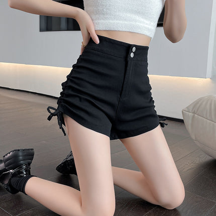 Women's Drawstring Shorts, Hot Girls' Leg-Lengthening Sports Pants, Thin Hot Pants, High-Waisted, Versatile, Casual Summer Design, Niche