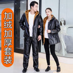 Gold Velvet fleece-lined thick hooded [cotton suit]] / XL (small size 110-130)