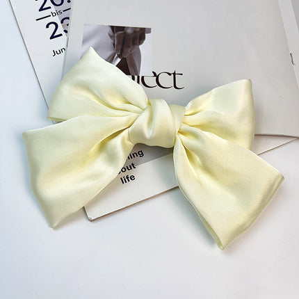 Retro Chanel style floral pearl big bow hairpin back head temperament long ribbon spring ponytail clip female