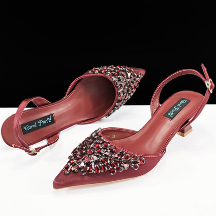 Queenyan Export Mirror Large Diamond Clutch and Women's High-Heeled Shoes Combination Set Elegant and Simple Banquet