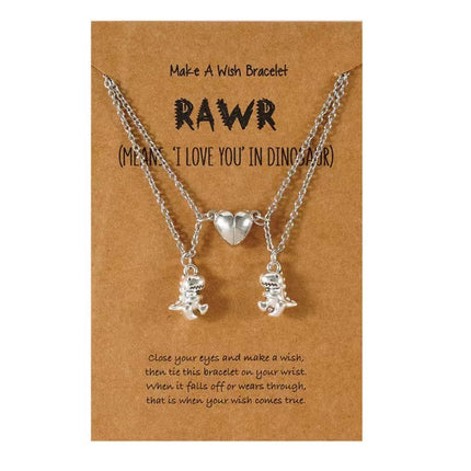Cross-border special necklace Europe and the United States new three-dimensional cute dinosaur love magnetic buckle attractive lovers friendship necklace suit