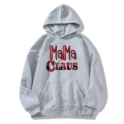 in stock foreign trade cross-border red plaid MAMA RIED printed hooded hoodie autumn and winter European and American women's