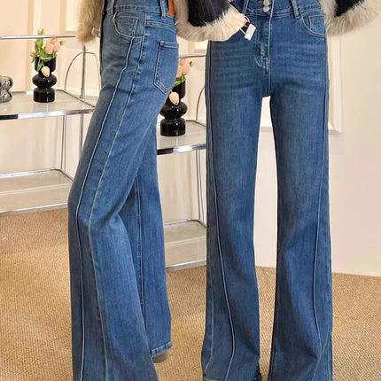 Trendy Long-Leg Flared Jeans for Women 2025 Autumn New Slim Fit High-Waisted Stretch Floor-Length Versatile Jeans