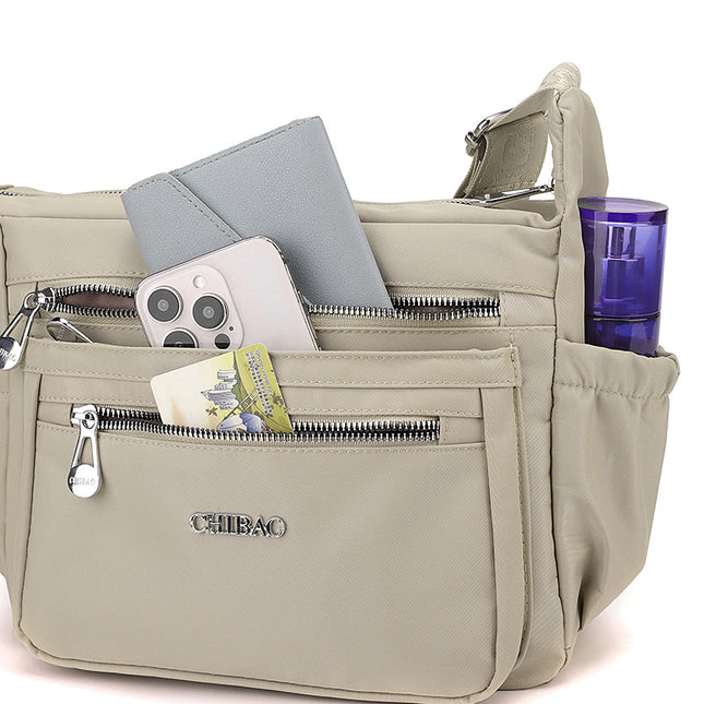 Casual Shopping Bag All-match Travel Crossbody Bag Simple Women Shoulder Bag Lightweight Water-repellent Nylon Cloth Bag