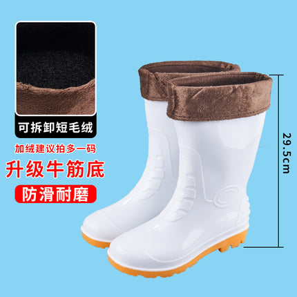 Food Hygiene Boots White Non-slip Labor Protection Rain Boots Wear-resistant Acid and Alkali Resistant Senior high school Low Tube Water Shoes Food Factory Work Shoes