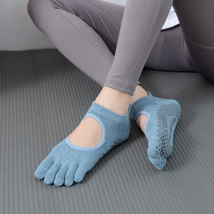 Toesox quality new gradient yoga socks tie-dyed backless five-finger socks sports pilates dispensing non-slip socks