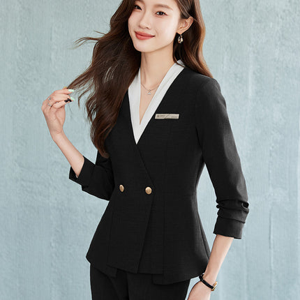 Black Suit suit Women's Business Wear Foruman Autumn and Winter Temperament Goddess Fan OL Tooling Jewelry Store Front Desk Work Clothes