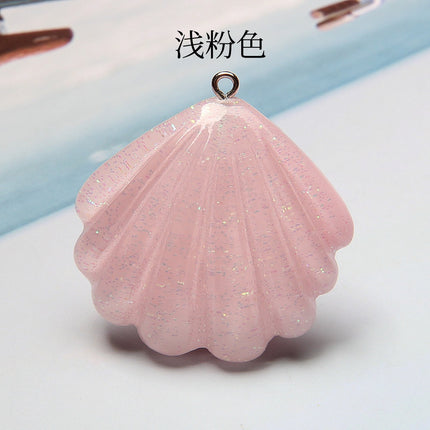 Artificial shell pendant resin transparent glitter shell cross-border hot shell necklace pendant diy accessories