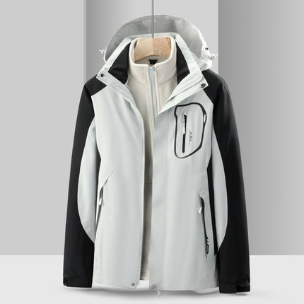 Jacket Women's Autumn and Winter Three-In-One Detachable Windproof and Waterproof Mountaineering Clothing Outdoor Skiing and Camping Style Same Style for Men and Women