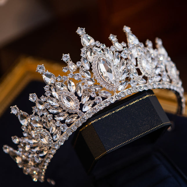European and American Cross Border Bride Crown Fashion Crystal Birthday Headwear Vintage Queen Hair Accessories Ball Crown Original Wholesale