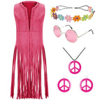 Pink jewelry + rose red tassel / S