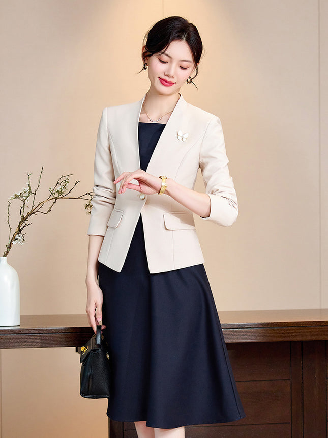 Pink Suit suit Women's Autumn New Goddess Business Wear Work Clothes Suit dress Two-piece Fixation