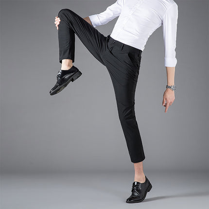 Nylon Straight-Leg Men's Casual Pants Spring and Autumn Men's Pants Ice Silk High-Elastic Business Dress Pants Summer Pants Men's High-Elastic Breathable