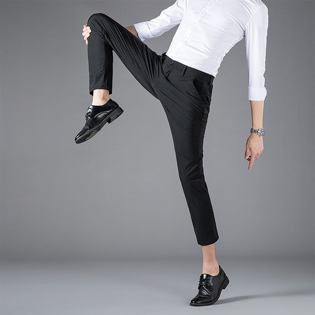 Nylon Straight-Leg Men's Casual Pants Spring and Autumn Men's Pants Ice Silk High-Elastic Business Dress Pants Summer Pants Men's High-Elastic Breathable