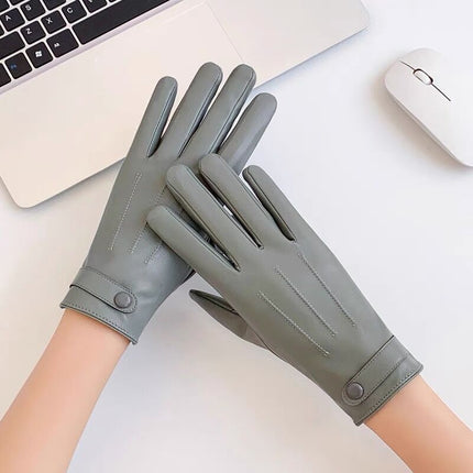 Women's autumn and winter touch screen leather gloves colorful thickened warm riding driving gloves fashion Korean style Foreign trade Wholesale