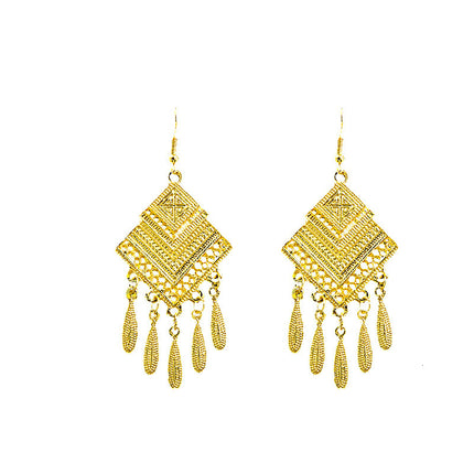 Ethnic Style Peacock Earrings for Women Gold Bell Tassel Earrings Bohemian Leaf Pendant Scenic Spot Earrings Wholesale
