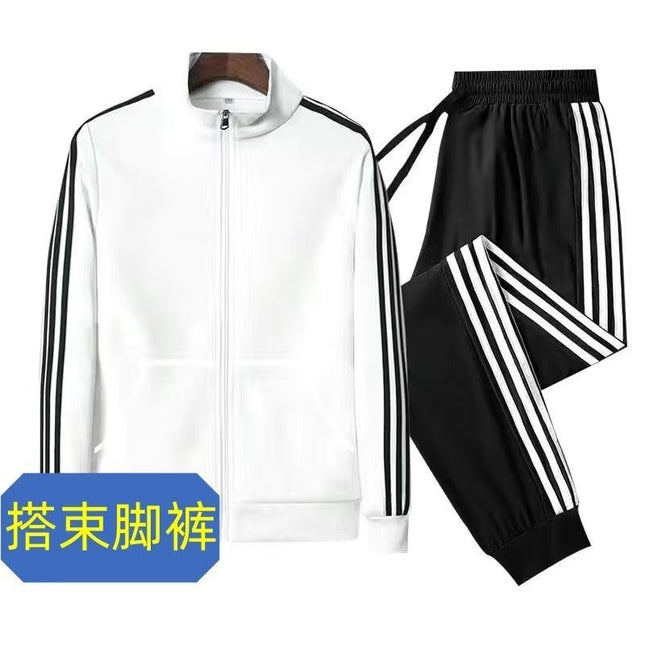 Casual Sports suit Men's Spring and Autumn Black Three Bar Sweater Clothing Women's Lovers Running Sports suit Men