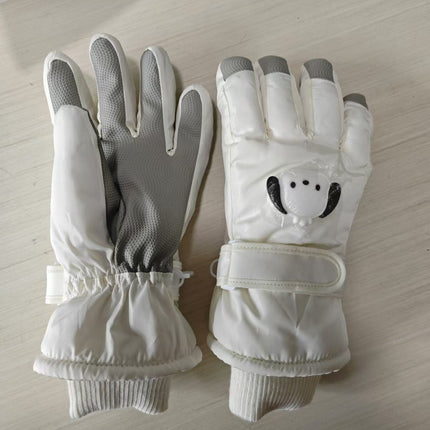 Winter fleece-lined Ski Gloves Cartoon Winter Puppy Thickened Cotton Outdoor Riding Waterproof Wind Warm Cute