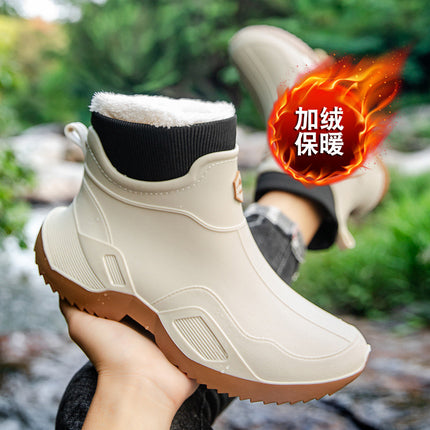 Cross-Border Rain Boots for Men, Kitchen Chef Work Safety Shoes, Rider Rain Boots, Fishing Non-Slip Waterproof Black Rubber Shoes, Water Shoes
