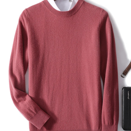Autumn and Winter New Youth Business Casual Sweater Men's Sweater Solid Color Loose Crewneck Wool Knitted Base Sweater