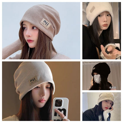 Autumn and Winter Versatile Face-Slimming Plush Hat, Warm Postpartum Hat, Slouchy Beanie, Unisex Hat, Fashionable Trendy Cold Hat