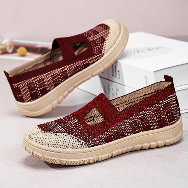 Shoes for Women, Versatile Summer Casual Shoes, Breathable Fly-Knit Mesh Shoes, Slip-On Slip-On Shoes, Soft-Soled Comfortable Mom Shoes