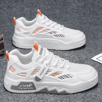 Men's Summer Mesh Breathable Versatile Casual Niche Canvas Sneakers Student Sports Height-Increasing White Trendy Shoes