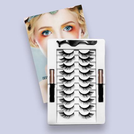 Wholesale magnetic eyeliner false eyelashes magnet false eyelashes 3D three-dimensional net red magnetic false eyelashes 3 pairs of suit