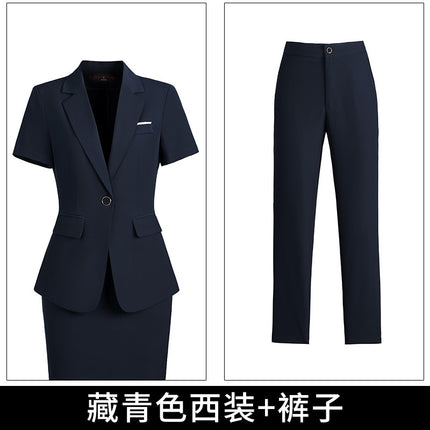 [Autumn Wear] Professional suit Female Temperament Workwear Goddess Fan Hotel Manager Short-sleeved Suit Summer Work Clothes