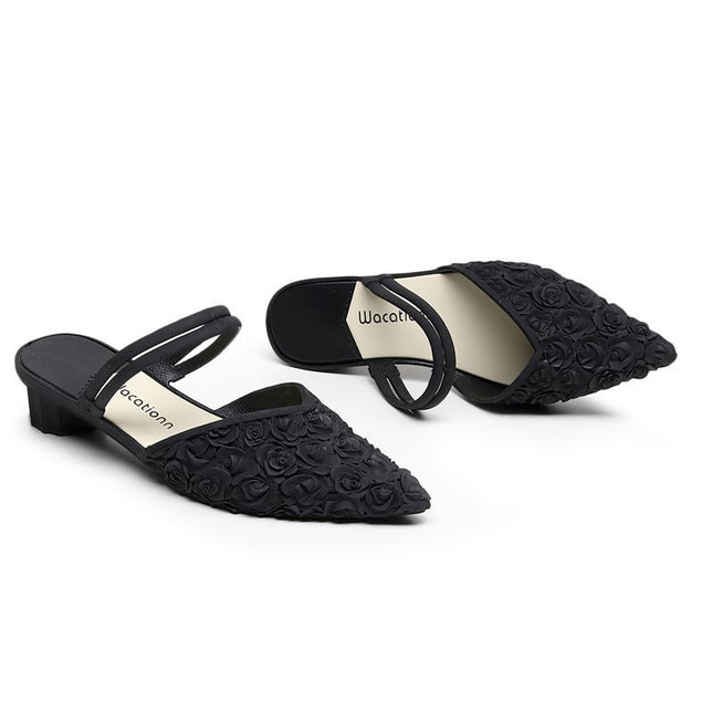 New pointed toe slippers women's summer wedge casual waterproof mid heel non-slip beach sandals women's fashion dual-use women's shoes