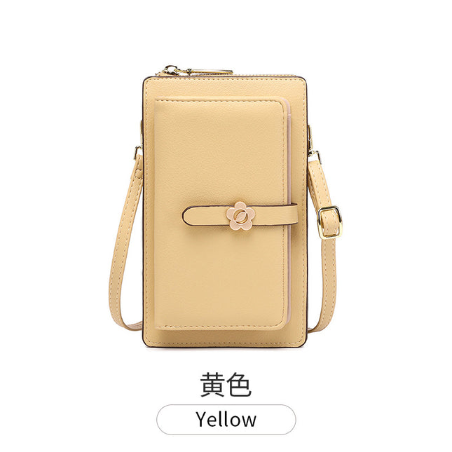 Women's Touch Screen Mobile Phone Bag Spring New Small Fresh Vertical Cross-Body Bag Multi-Functional Pu Soft Leather Buckle Small Square Bag