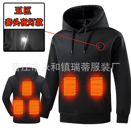 Cross-Border Multi-Zone Heating Sweatshirt for Men, Outdoor Smart Heating Luminous Lamp Design Heating Sweatshirt, Cross-Border Popular Sweatshirt