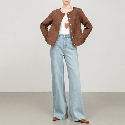 Miaoyu High-Waisted Wide-Leg Jeans for Women, 2026 Season New Style, Slimming Fashion Floor-Length Pants