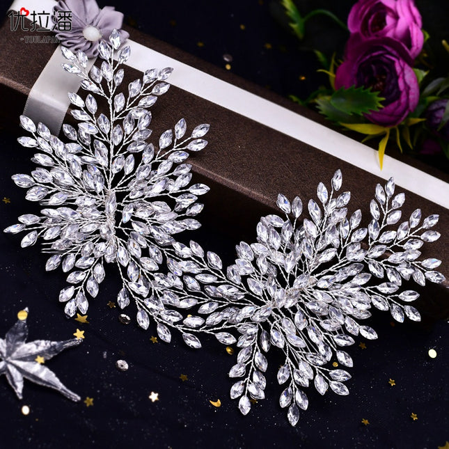 Youlapan European and American Style Bridal Hair Accessories Rhinestone Hair Comb Side Decoration Double-Ended Comb Hair Accessory Hp392