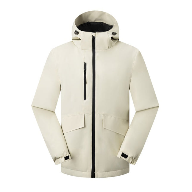 Down Cotton Pressure Cotton Jacket Men's Thickened Camping fleece-lined Windproof and Rainproof Work Clothes Windbreaker Jacket Logo