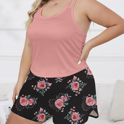 Cross-border Foreign Trade Wholesale Pajamas Women's Summer Sling Plus Size Shorts Loose Cute Girl's Thin Home Clothes
