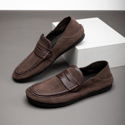Men's Shoes, New Autumn Collection, Suede Leather, Comfortable Casual Men's Loafers, Fashionable and Trendy, Versatile Slip-On Slip-On Shoes