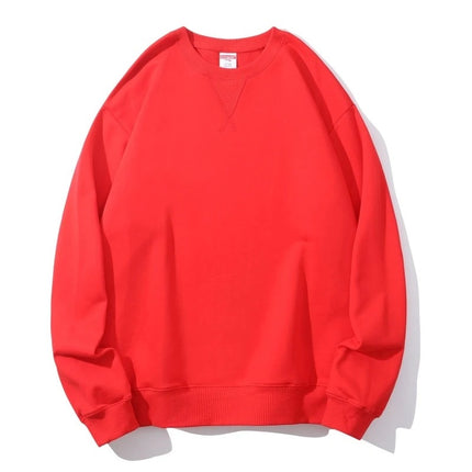 Men's Autumn AG380 g Cotton Heavy Loop Crewneck Men's Sweater Inverted Triangle Solid Color Printed Men's Fashion Brand